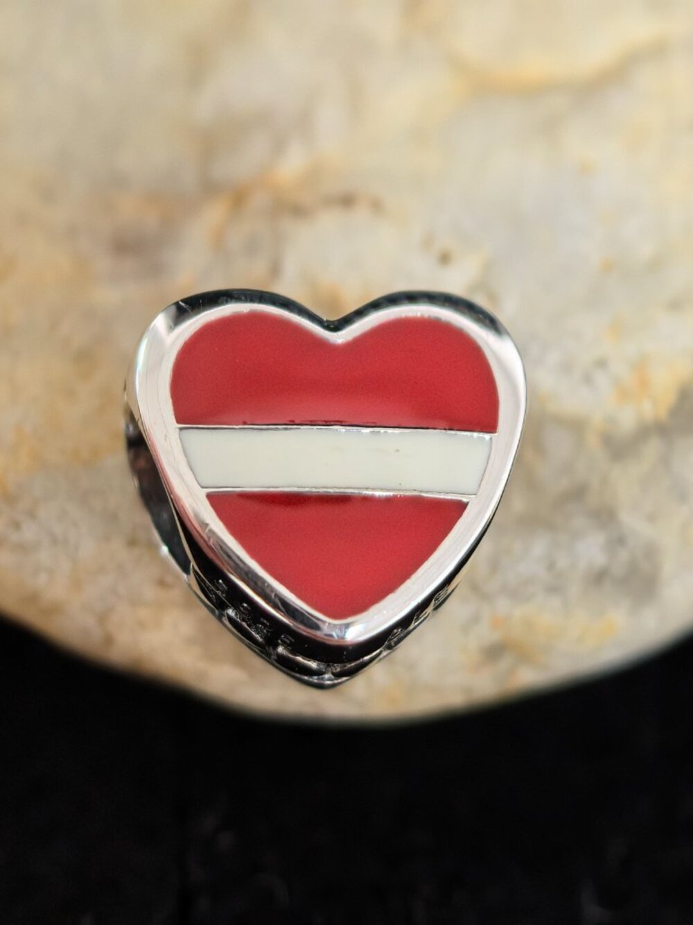 Pandora Latvia Flag Exclusive Travel Heart Charm Pendant, S925 Silver (Women's)